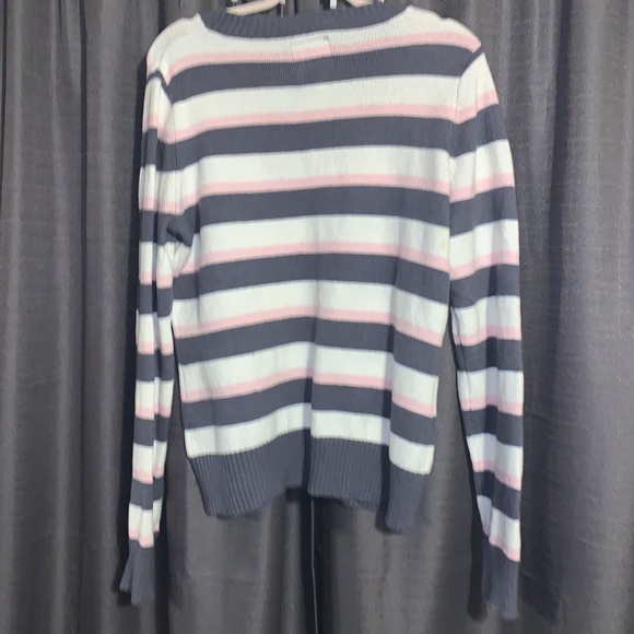 Beautiful womens XL US Polo v neck sweater in grey pink and white - Picture 4 of 4
